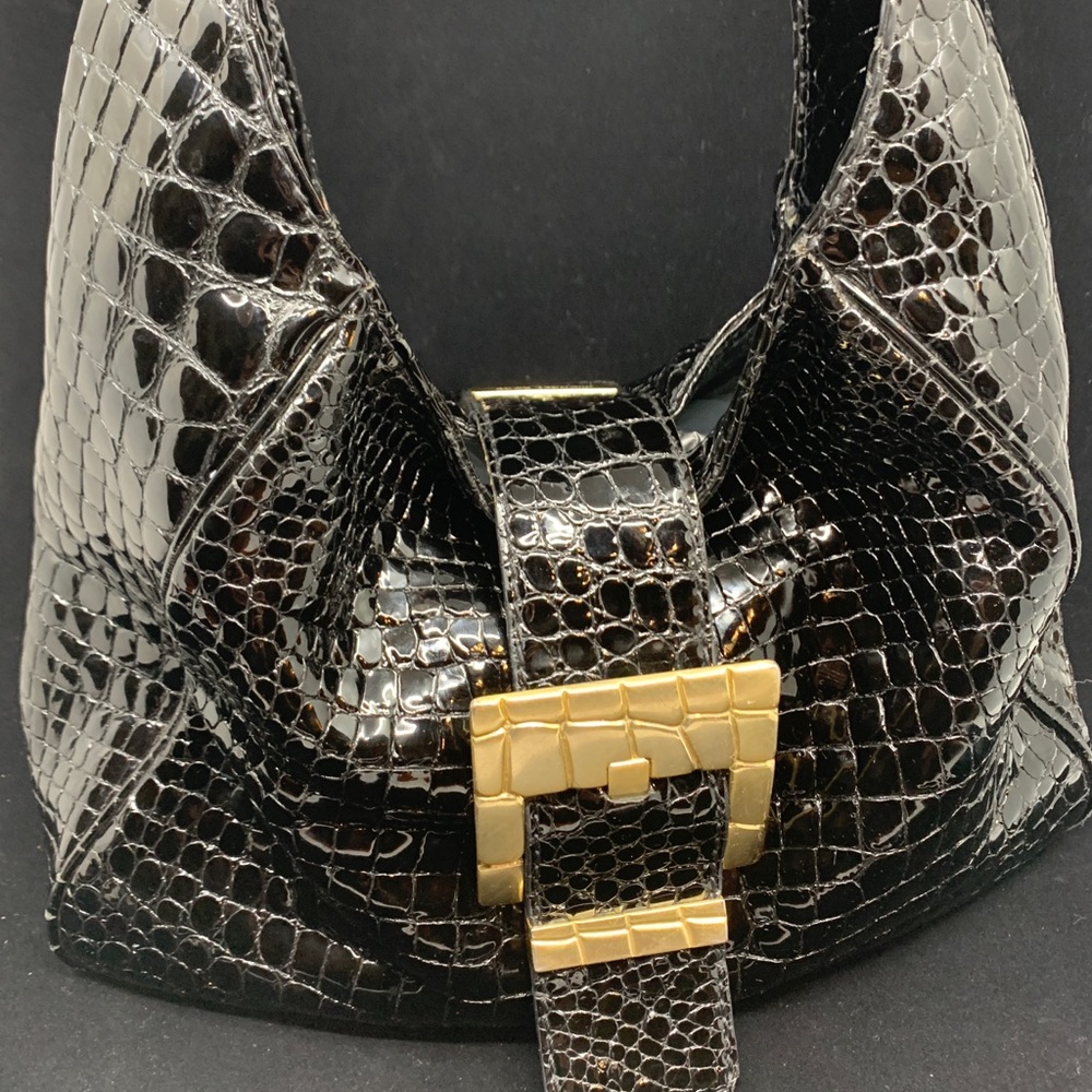 Michael Kors huge alligator patent leather satchel